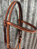 Leather Headstall - 5/8" Golden Spider Stamp