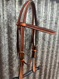 Leather Headstall - 5/8" Golden Spider Stamp