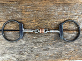 Dutton "43" D-Ring Snaffle Bit - Three Piece Dog Bone W/ Copper Rings (43-12)