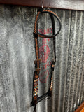 Tooled Beaded Leather One Ear Headstall (TCCWR-6066)