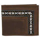 Men's Leather Wallet - Card Wallet with Aztec Stitching
