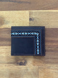 Men's Leather Wallet - Card Wallet with Aztec Stitching