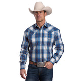 Stetson Men's Western Long Sleeved Shirt - Plaid Blue (11-01-579-4030 BU)