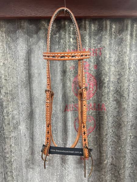 Leather Headstall - Brown Buckstitch