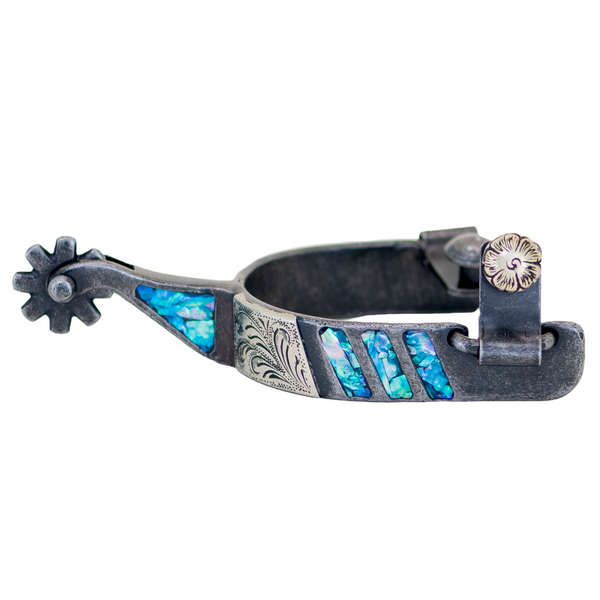 Medium Shank Turquoise Inlay Spur - Medium Cup