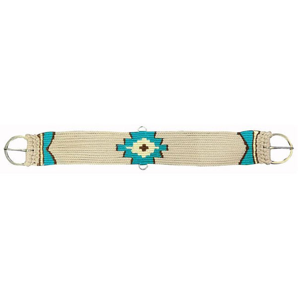 Wool Blend Girth With Turquoise Aztec Design - Straight