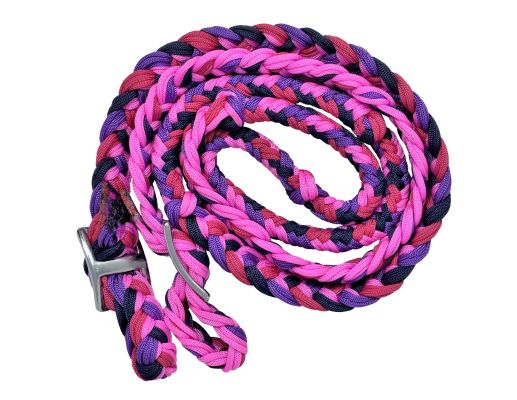 Nylon Barrel Reins - Purple & Navy & Pink