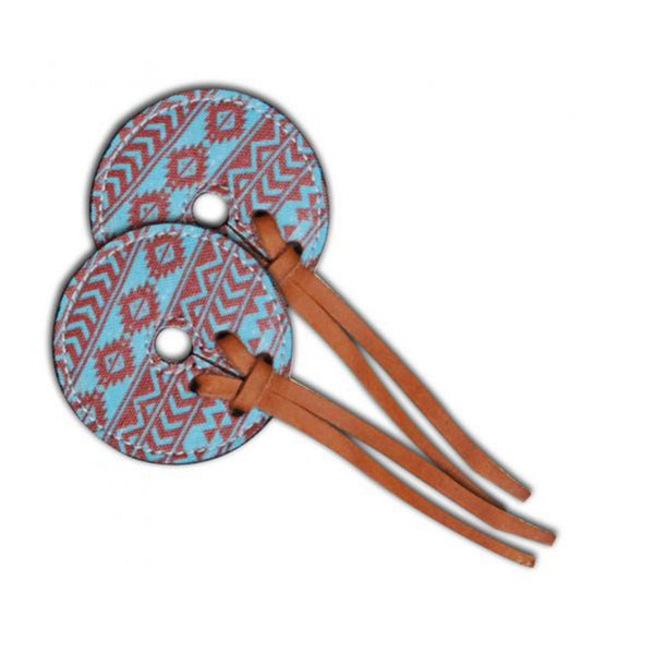 Leather Bit Guard - Teal & Brown Navajo Diamond