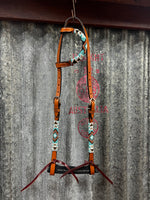 Beaded Leather One Ear Headstall (TCC14410)