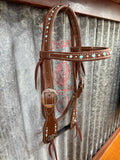 Dutton Browband Headstall (TCCSB-4) - Bronze & Turquoise
