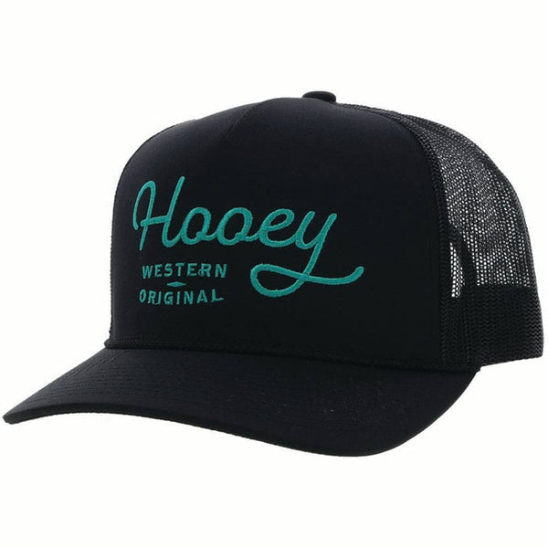 Hooey - OG Black W/ Teal Stitching Cap