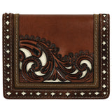 Justin Bifold Wallet - Brown With Tooling