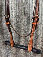Leather Headstall - 5/8" Golden Spider Stamp