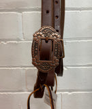 3/4" Browband Headstall - Antique Copper Oval Flower Buckle