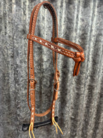 Leather Crossover Headstall - White Buckstitch