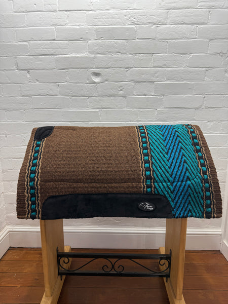 Ortho Equine Saddle Blanket - Bar 8 Chocolate Brown & Turquoise