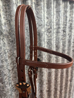 Oiled Harness Browband Headstall With Cowboy Gambler Buckle