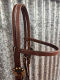 Oiled Harness Browband Headstall With Cowboy Gambler Buckle
