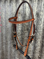 Leather Headstall - 5/8" Golden Spider Stamp