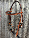 Leather Headstall - 5/8" Golden Spider Stamp