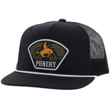 Hooey Punchy Cap - Black w/White & Yellow Patch