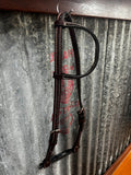 Leather One Ear Bridle - 5/8" Rosewood Spider Stamp
