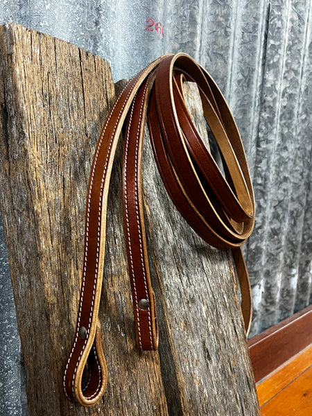 7" X 5/8" Smooth Leather Split Reins (Dark)