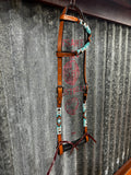 Beaded Leather One Ear Headstall (TCC14410)
