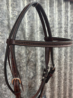 Leather Headstall - 5/8" Rosewood Spider Stamp