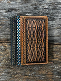 Men's Leather Wallet - Card Wallet with Diamond Tooling