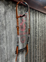 Beaded Leather One Ear Headstall (TCC74062)
