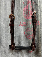 Leather One Ear Bridle - 5/8" Rosewood Spider Stamp
