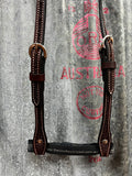 Leather One Ear Bridle - 5/8" Rosewood Spider Stamp