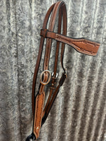 Double Stitched Headstall with Barbed Wire Tooling