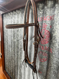 Latigo Browband Headstall with Concho Accents