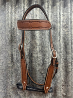 Double Stitched Headstall with Barbed Wire Tooling