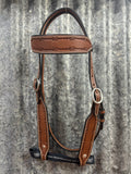 Double Stitched Headstall with Barbed Wire Tooling