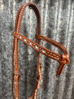 Leather Crossover Headstall - White Buckstitch