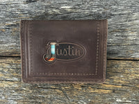 Men's Leather Wallet - Card Wallet with Serape Inlay