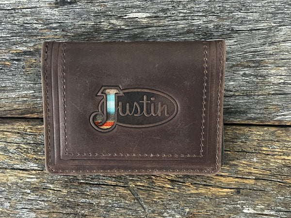 Men's Leather Wallet - Card Wallet with Serape Inlay