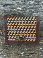 Men's Leather Wallet - Card Wallet with Basket Tooling