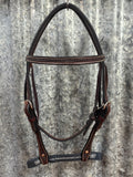 Leather Headstall - 5/8" Rosewood Spider Stamp