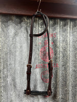 Leather One Ear Bridle - 5/8" Rosewood Spider Stamp