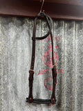 Leather One Ear Bridle - 5/8" Rosewood Spider Stamp