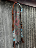 Beaded Leather One Ear Headstall (TCCAJ-625)