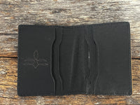 Men's Leather Wallet - Card Wallet with Round Logo Serape Inlay