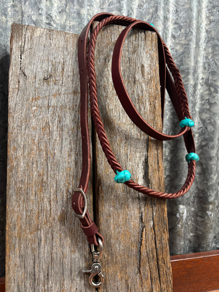 Braided 5/8" Barrel Reins - Turquoise