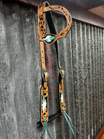 Feather Tooled Leather One Ear Headstall (TCC14071)