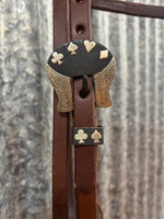 Oiled Harness Browband Headstall With Cowboy Gambler Buckle