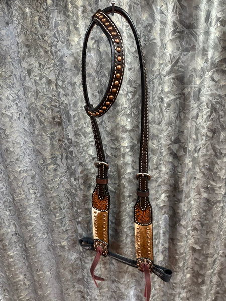 Leather & Cowhide One Ear Headstall (SE4229)